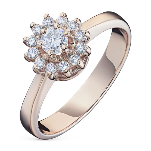 Кольцо из красного золота с бриллиантами э0201кц04202942