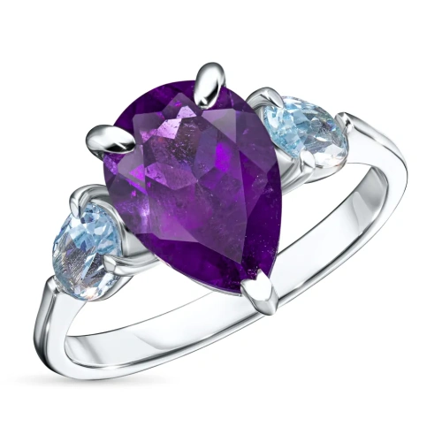 Кольцо из серебра с аметистом и топазами э0607кц09250364