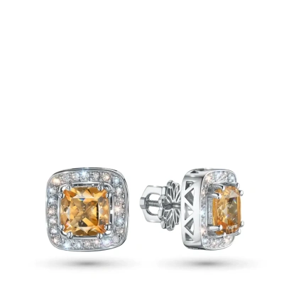 Пусеты из серебра с цитринами э0673пс04250361