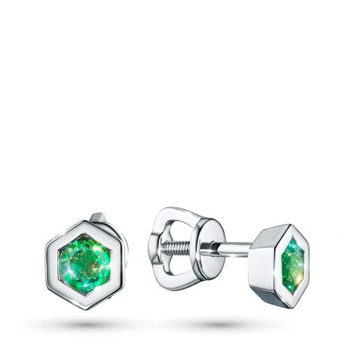 Пусеты из серебра с изумрудами э0678пс09251201