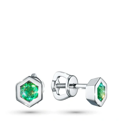 Пусеты из серебра с изумрудами э0678пс09251201