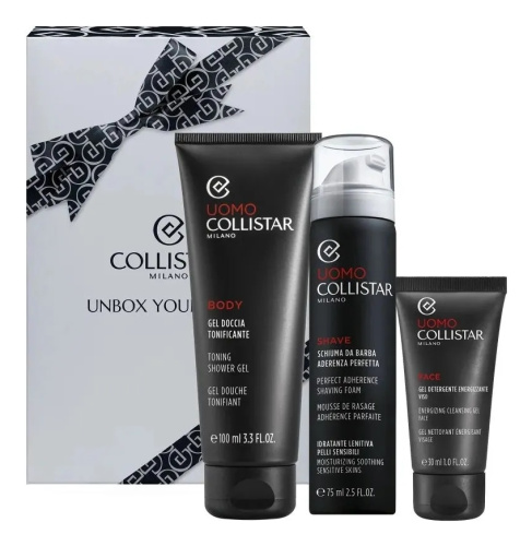 Набор Uomo (гель д/душа Gel Doccia Tonificante 100мл + пена д/бритья Schiuma Da Barba 75мл + гель д/лица Gel Detergente Energizzante 30мл)