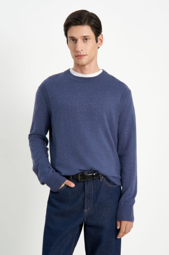 Джемпер из шерсти и хлопка с округлой горловиной