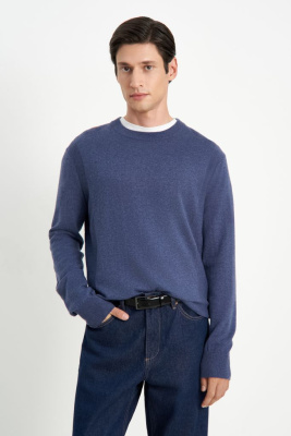 Джемпер из шерсти и хлопка с округлой горловиной