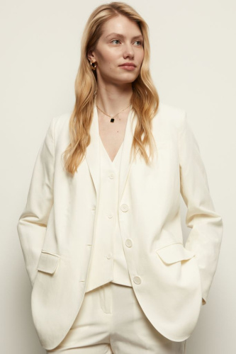 Однобортный жакет с добавлением льна
