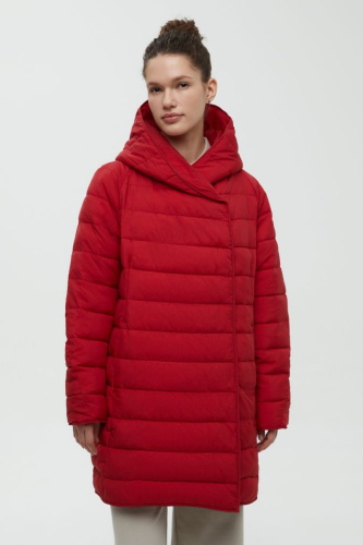 Утепленное полупальто с капюшоном