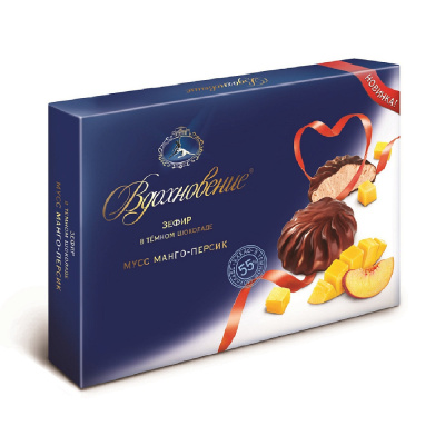 Зефир Вдохновение в темном шоколаде мусс манго персик, 245 гр.