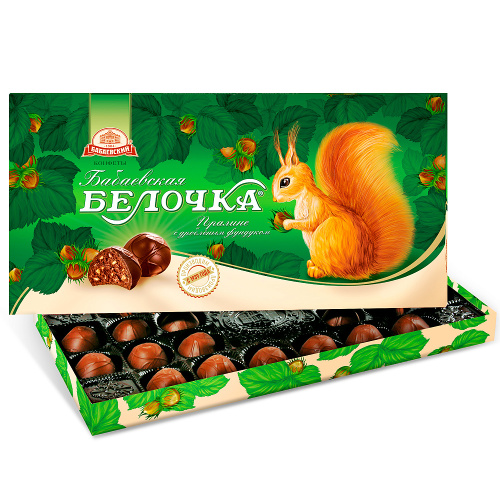 Конфеты в коробке Бабаевская Белочка с дробленым фундуком, 400 гр.