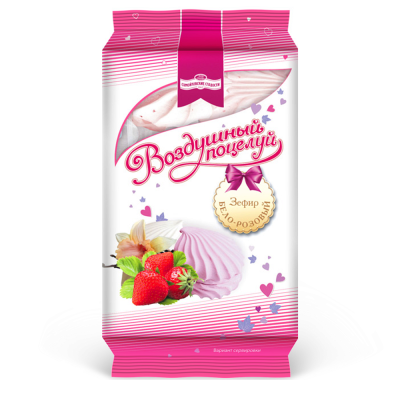 Зефир Воздушный поцелуй бело-розовый Экстра, Кондитерская фабрика им. К. Самойловой, 250 гр