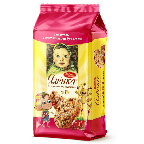 Печенье «Алёнка» с клюквой и шоколадными дропсами, 140 гр