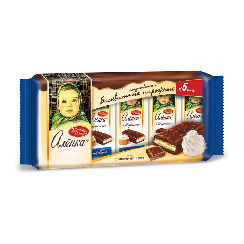 Бисквитные пирожные «Алёнка» вкус сливочный крем, 200 гр.