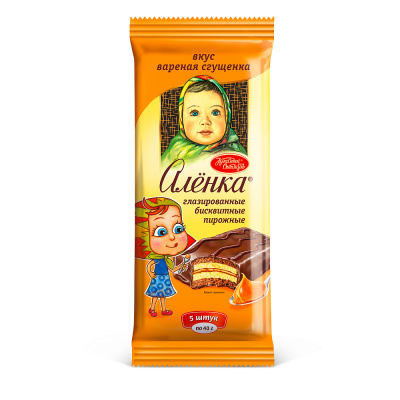 Бисквитные пирожные «Алёнка» вкус вареная сгущенка, 200 гр.