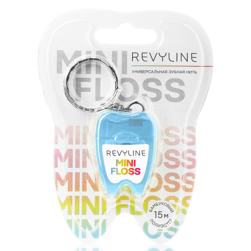 Зубная нить вощеная Revyline floss mini, полиэстер с бамбуковым углем, 15 м, голубая