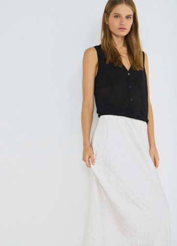 Атласная юбка из жатой ткани, Бежевый