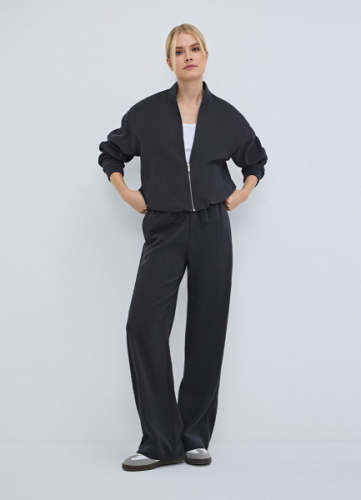 Прямые брюки с эластичным поясом, Серый