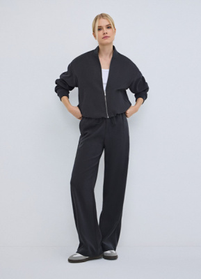 Прямые брюки с эластичным поясом, Серый