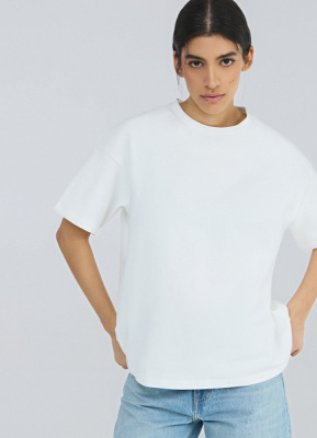 Футболка оверсайз из плотного хлопка, Белый