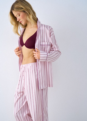 Рубашка пижамная в полоску, Розовый
