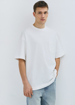 Футболка из плотного хлопка с карманом, Белый