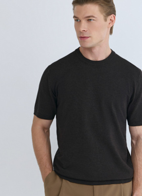 Вязаная футболка из пряжи с вискозой, Коричневый