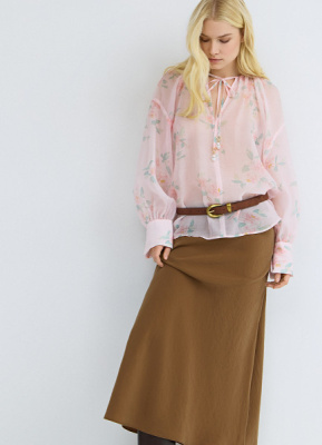 Блузка из тенселя с завязками, Розовый