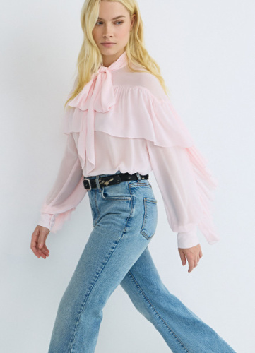 Блузка с объёмными рюшами, Розовый