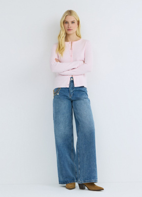 Широкие джинсы Wide leg с обвесом, Синий