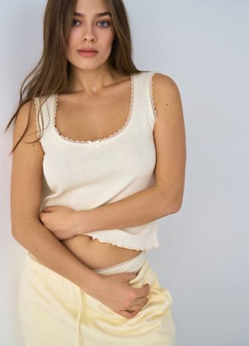 Майка пижамная из трикотажа пуантель, Желтый