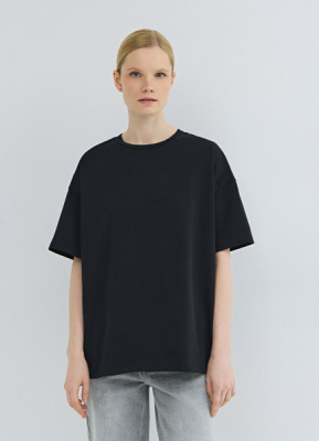 Футболка оверсайз из плотного хлопка, Черный
