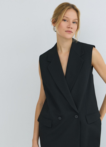 Двубортный жилет, Черный