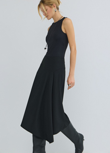 Асимметричная юбка миди, Черный