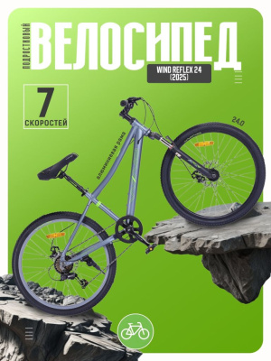Подростковый велосипед Wind Reflex 24, год 2025, цвет Серый