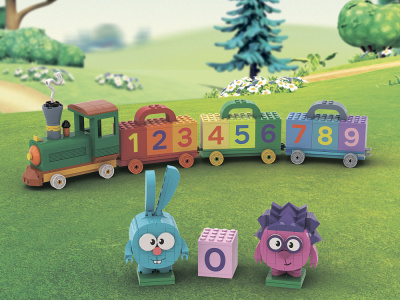 Смешарики AB-1507 Смешарики: Поезд. Учим цифры с Крошем и Ёжиком