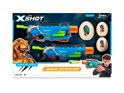4878 Игровой набор ZURU X-Shot DINO ATTACK: Дино Страйкер ДУО (2 бластера, 4 мишени, 24 снаряда)
