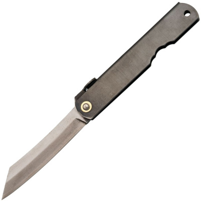 Нож складной Higonokami Nagao Kanekoma, 80мм, сталь SK-5 3 слоя, рукоять нержавеющая сталь черная