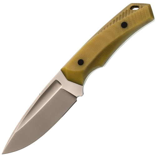 Нож Pocket Wolf Мини Тактик с долом, сталь AUS10Co, рукоять микарта, желтый