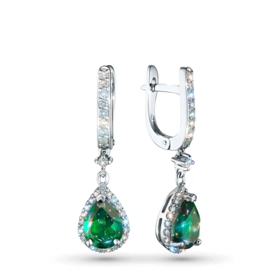 Серьги из белого золота с и изумрудами э4767сг10250367_white