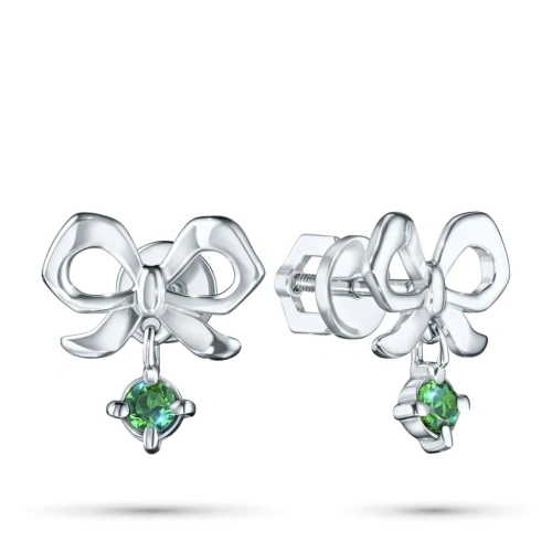 Пусеты из серебра с изумрудами э0678пс11250367