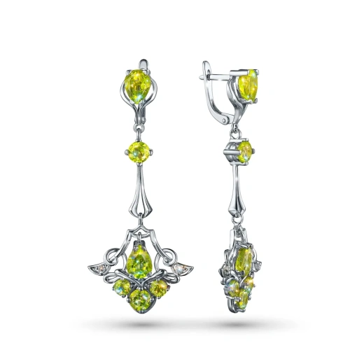 Серьги из серебра с топазами, хризолитами э0611сг01260374
