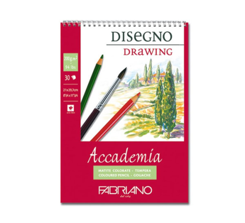 Блокнот для эскизов на спирали Fabriano "Accademia sketching" 14,8х21 см 30 л 200 г