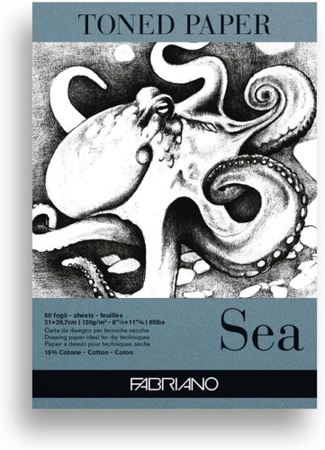 Альбом с тонированной бумагой "Fabriano" 21х29,7 см 50 л 120 г, цвет морской