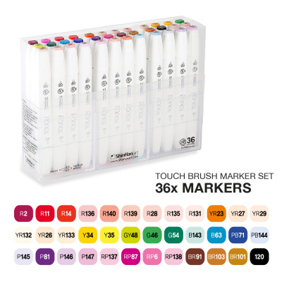Набор маркеров Touch Twin BRUSH 36 цв, основные тона
