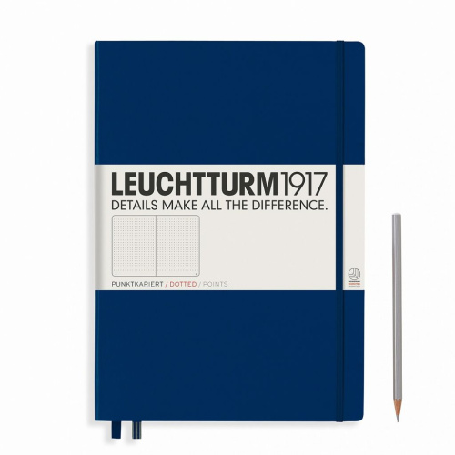 Записная книжка в точку Leuchtturm Master A4+ 235 стр., твердая обложка темно-синяя