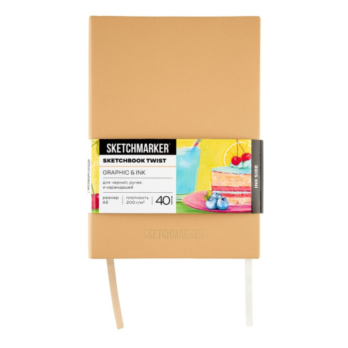 Скетчбук Sketchmarker Graphic&Ink, 2 в 1, мягкая обл. белая/бежевая, A5 60 л 140 г бум. кремовая/ А5
