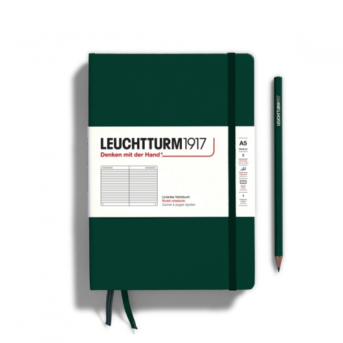 Блокнот в линейку Leuchtturm1917 "Natural Colors" 14,5x21 см 125 л, твердая обложка, цвет: Зеленый