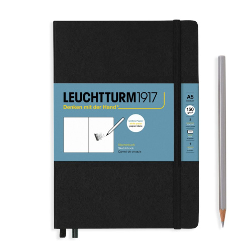 Скетчбук Leuchtturm А5 112 стр., 150 г, твердая обложка черный
