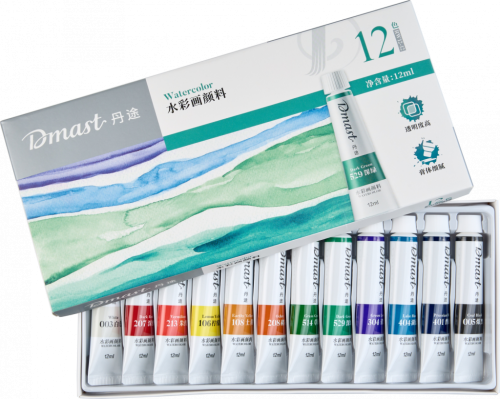 Набор акварели Dmast 12 туб по 12 мл в картонной упаковке