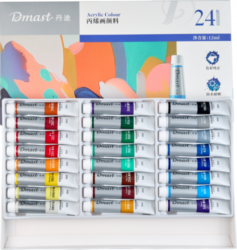 Набор акриловых красок Dmast 24 тубы по 12 мл в картонной упаковке