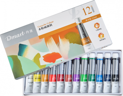 Набор гуаши Dmast 12 туб по 12 мл в картонной упаковке