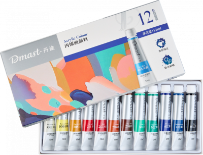 Набор акриловых красок Dmast 12 туб по 12 мл в картонной упаковке